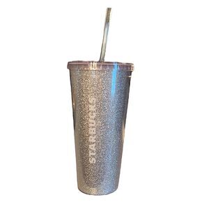 Starbucks Tumbler 2018 Holiday Venti 20oz Cup with Straw Silver 2018 Holiday